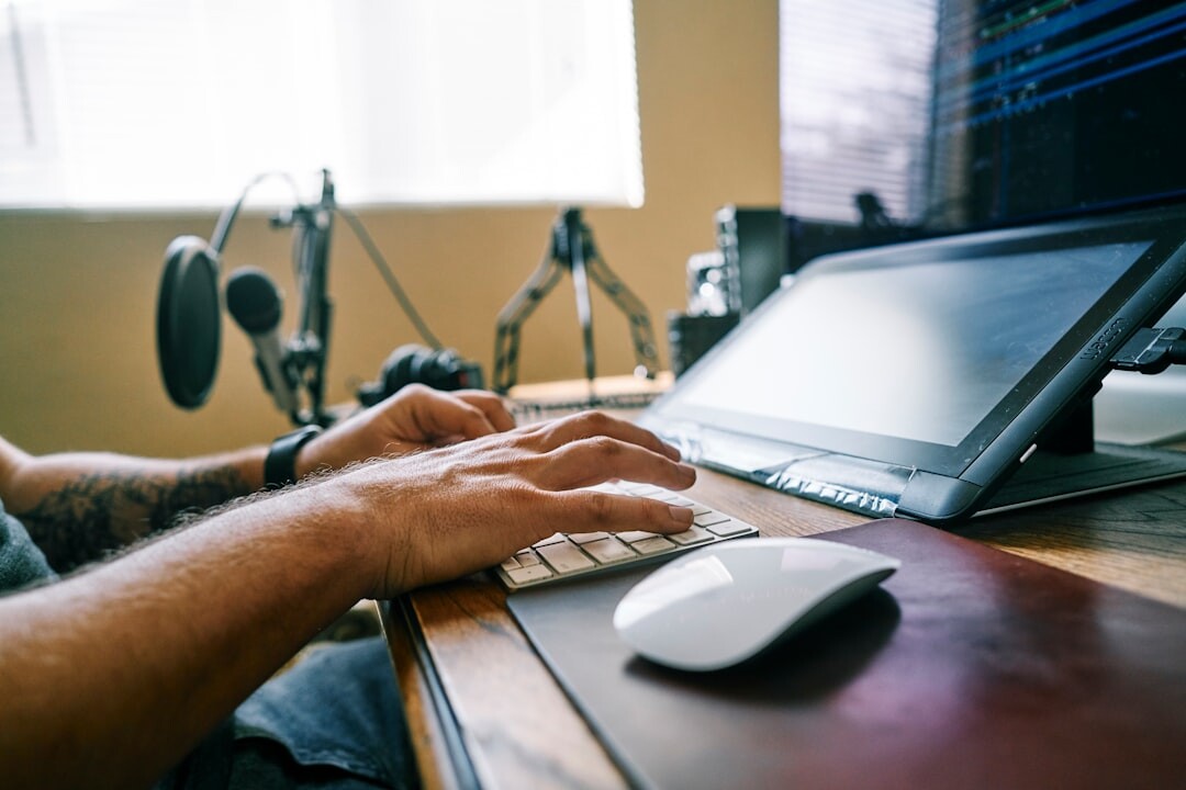 content writer at desk