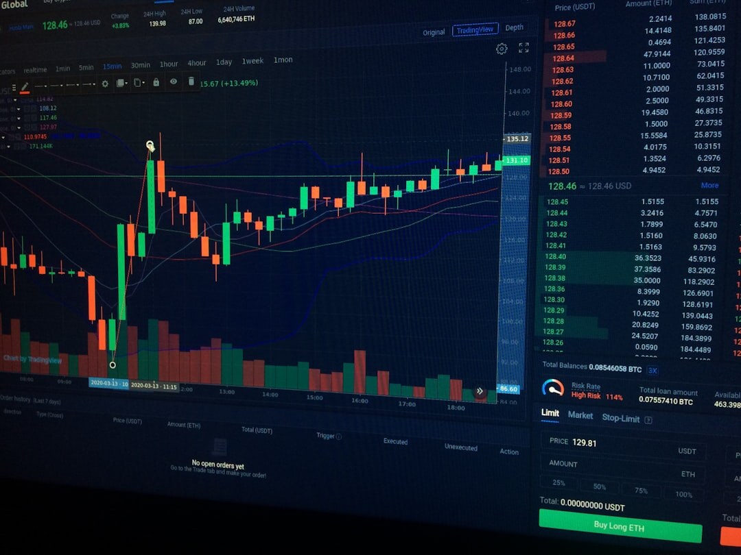 data charts on screen